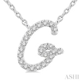 1/10 ctw Initial 'G' Round cut Diamond Pendant With Chain in 10K White Gold